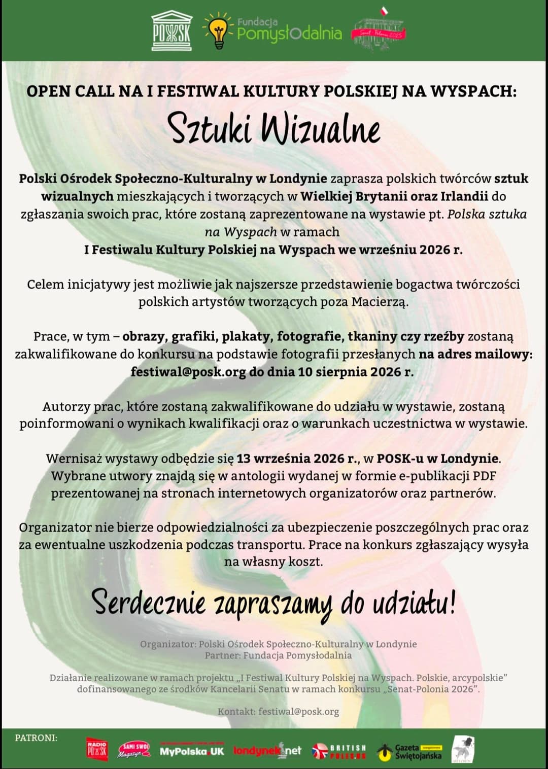 Polska Sztuka NA Wyspach. Sztuki wizualne w ramach I Festiwalu Kultury Polskiej na Wyspach poster
