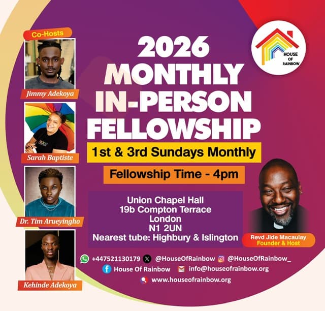 House Of Rainbow Monthly In-Person Fellowship poster