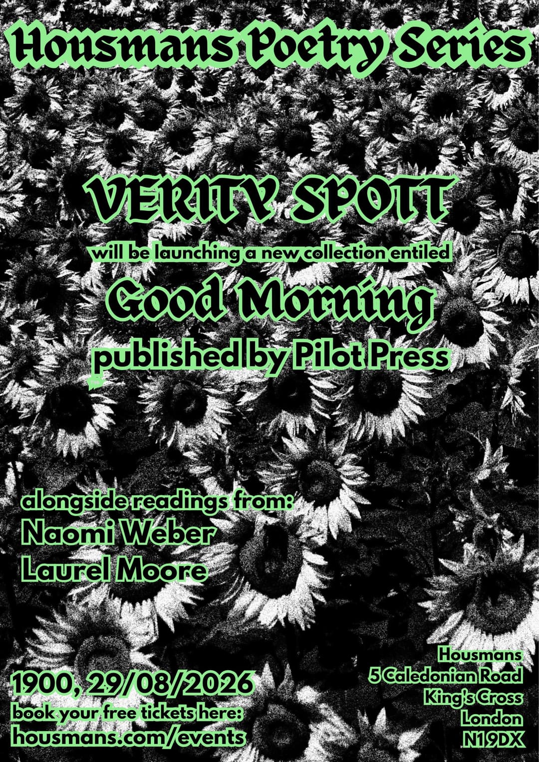 Housmans Poetry Series: Verity Spott poster
