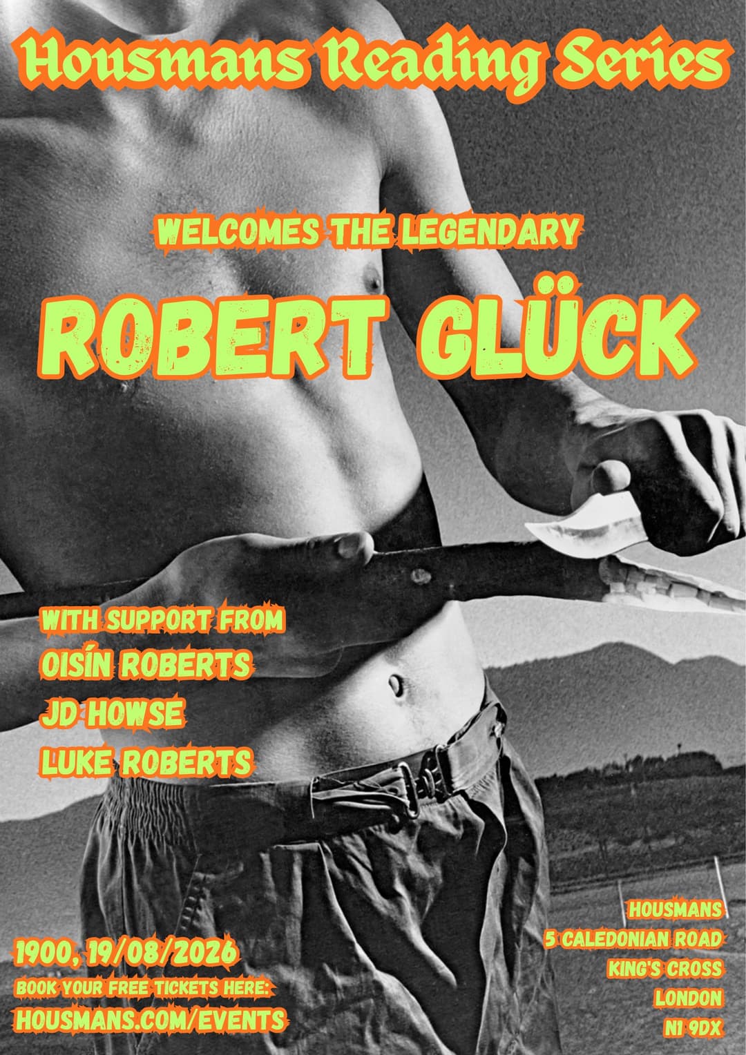 Sold Out! Housmans Reading Series: Robert Glück poster
