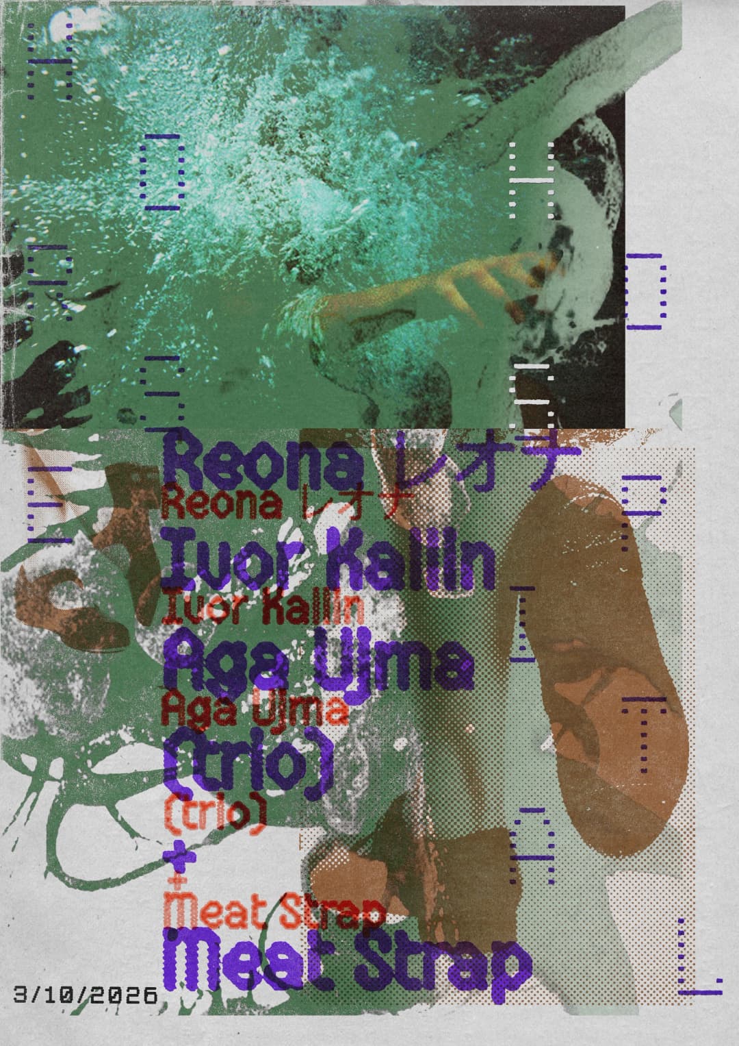 Reona レオナ, Ivor Kallin, Aga Ujma (trio) | Meat Strap poster