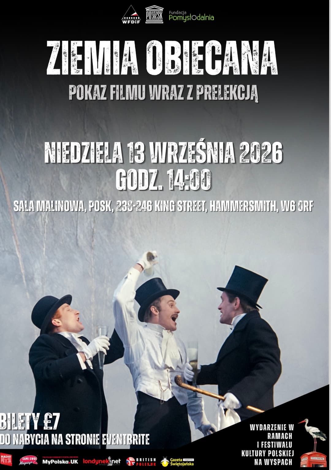 Kino POSK zaprasza na pokaz filmu Andrzeja Wajdy „Ziemia obiecana” wraz z prelekcją poster