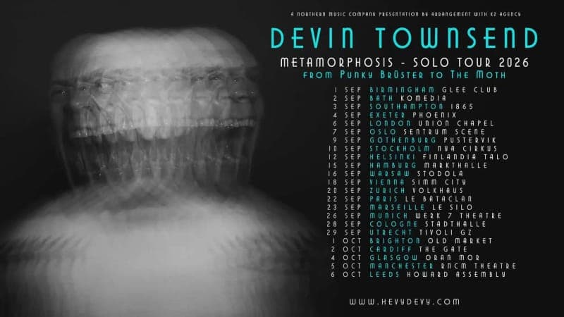 Devin Townsend – Metamorphosis Solo UK & European Tour poster